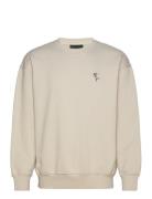 Over D Crewneck Tops Sweatshirts & Hoodies Sweatshirts Beige Roots By Han Kjøbenhavn