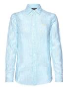 Relaxed Fit Striped Linen Shirt Tops Shirts Long-sleeved Blue Polo Ralph Lauren