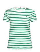 1985 Slim Slub C-Nk Ss Tops T-shirts & Tops Short-sleeved Green Tommy Hilfiger
