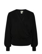 Yasassi Ls Wrap Knit Cardigan S. Noos Tops Knitwear Cardigans Black YAS