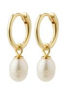 Berthe Recycled Pearl Hoop Earrings Accessories Jewellery Earrings Hoops Gold Pilgrim