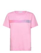 T-Shirt With Gradient Stripe - Mid Tops T-shirts & Tops Short-sleeved Pink Coster Copenhagen