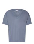 Rlx Linen Lyocell V-Nk Ss Tops T-shirts & Tops Short-sleeved Blue Tommy Hilfiger