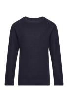 Jprblaanderson Knit Structure Crew Jnr Tops T-shirts Long-sleeved T-Skjorte Navy Jack & J S