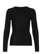 Slfcosta New Ls Knit Deep U-Neck Tops Knitwear Jumpers Black Selected Femme