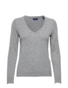 Lambswool Blend V-Neck Tops Knitwear Jumpers Grey GANT