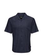 Onscaiden Life Ss Solid Resort Linennoos Tops Shirts Short-sleeved Navy ONLY & SONS