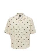 Onstie Rlx Washed Aop Ss Shirt Tops Shirts Short-sleeved Cream ONLY & SONS