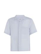 Linen Cotton Cuban S/S Shirt Tops Shirts Short-sleeved Blue Calvin Klein
