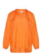 Carkalana L/S V-Neck Blouse Wvn Tops Blouses Long-sleeved Orange ONLY Carmakoma
