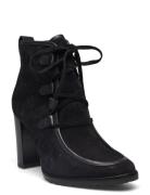 Mabel Leather-Trim Suede Bootie Shoes Boots Ankle Boots Ankle Boots With Heel Black Lauren Ralph Lauren