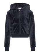 Tonal Zip Through Hoodie Tops Sweatshirts & Hoodies Hoodies Navy Juicy Couture