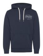 Classic Vl Heritage Chest Hood Tops Sweatshirts & Hoodies Hoodies Navy Superdry