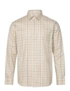 Slhregsaturn-Untuck Shirt Ls Classic Tops Shirts Casual Beige Selected Homme