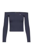 Tjw Off Shoulder Top Ls Tops T-shirts & Tops Long-sleeved Navy Tommy Jeans