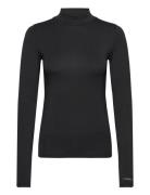 Cotton Modal Mock Neck Ls Top Tops T-shirts & Tops Long-sleeved Black Calvin Klein