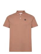 Toke Basic Badge Polo - Gots/Vegan Tops Polos Short-sleeved Brown Knowledge Cotton Apparel