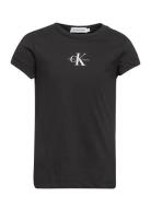 Micro Monogram Top Tops T-Kortærmet Skjorte Black Calvin Klein