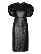 Blair Sequin Dress Knælang Kjole Black Malina