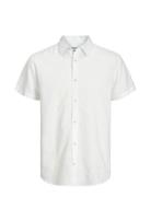 Jjesummer Linen Blend Shirt Ss Sn Tops Shirts Short-sleeved White Jack & J S