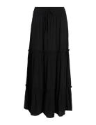 Vimesa Hw Long Skirt/Su/Ft/Ka Lang Nederdel Black Vila