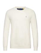 Slim Fit Textured Cotton Sweater Tops Knitwear Round Necks White Polo Ralph Lauren