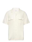 Linen Shirt With Bowling Collar And Pockets Tops Shirts Short-sleeved Cream Mango