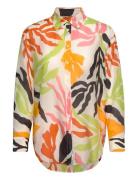 Rel Palm Print Cot Silk Shirt Tops Shirts Long-sleeved Multi/patterned GANT