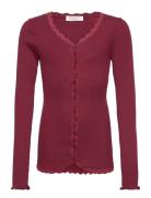 Rkbeatha Ls Cardigan W/ Lace Tops Knitwear Cardigans Red Rosemunde Kids