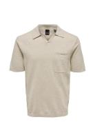Onsace 12 Slub Ss Polo Knit Tops Knitwear Short Sleeve Knitted Polos Beige ONLY & SONS