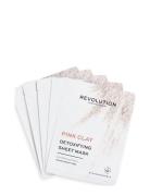 Revolution Skincare Biodegradable Detoxifying Pink Clay 4Pcs Beauty Women Skin Care Face Masks Sheetmask Revolution Skincare