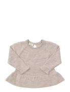 Merino Knit Blouse With Frill Tops Blouses & Tunics Beige Copenhagen Colors