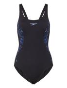 Womens Placement Muscleback Sport Swimsuits Navy Speedo