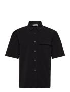 Nylon Short Sleeve Shirt Designers Shirts Short-sleeved Black HAN Kjøbenhavn