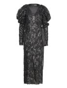 Sequins Midi Wrap Dress Designers Knee-length & Midi Black ROTATE Birger Christensen