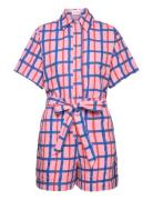 Checked Collar Butt D Short Playsuit Bottoms Jumpsuits Pink Bobo Choses