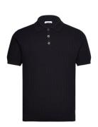 Pascoe Tops Knitwear Short Sleeve Knitted Polos Navy Reiss