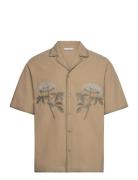 Pier Ripstop Embroidery Shirt Designers Shirts Short-sleeved Beige HOLZWEILER