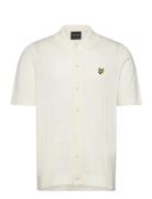 Textured Stripe Polo Tops Knitwear Short Sleeve Knitted Polos Cream Lyle & Scott