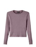 Nlffulla Ls Short Knit Tops T-shirts Long-sleeved T-Skjorte Purple LMTD