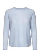 Curved Sweater Loose Tension Tops Knitwear Jumpers Blue Davida Cashmere