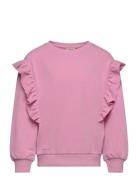 Kmgnew Ofelia L/S Frill O-Neck Ub Swt Tops Sweatshirts & Hoodies Sweatshirts Pink Kids Only