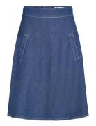 Air Denim Stelly Skirt Knælang Nederdel Blue Mads Nørgaard