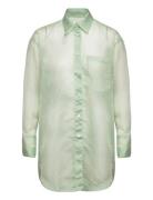 Beth Crinkled Shirt Tops Shirts Long-sleeved Green Wood Wood