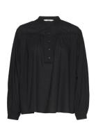 Dobby Texture Blouse Tops Blouses Long-sleeved Black Esprit Casual