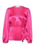 Slfeva-Fanni Ls Wrap Top Ex Tops Blouses Long-sleeved Pink Selected Femme