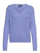 Cable-Knit Cotton V-Neck Sweater Tops Knitwear Jumpers Blue Polo Ralph Lauren