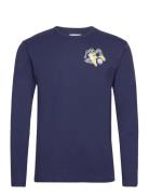 Mel Wizard Badge Long Sleeve Tops T-Langærmet Skjorte Navy Double A By Wood Wood