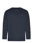 Regular Fit Badge Long Sleeved - Go Tops T-shirts Long-sleeved T-Skjorte Navy Knowledge Cotton Apparel