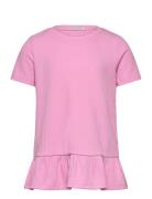 Volant Rib T-Shirt Tops T-Kortærmet Skjorte Pink Tom Tailor